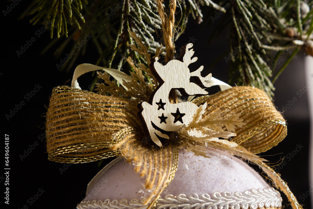 Naklejka premium handmade soft toys, Christmas tree decorations, Christmas gifts, Valentine's Day gifts, love story, thread toys