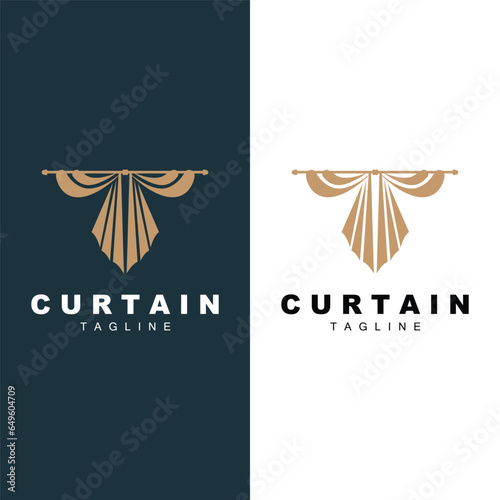 Home And Exhibition Curtain Logo Design, Building Decoration Vector Illustration