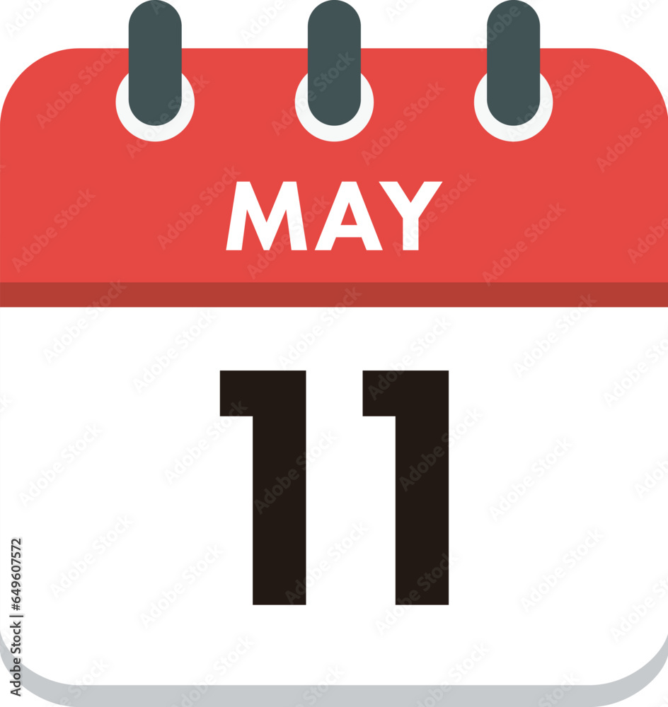 Flat Icon Calendar - 11 May. Vector flat daily calendar icon. Day and month. Flat Icon Calendar - 11 May. Vector flat daily calendar icon. Day and month.
