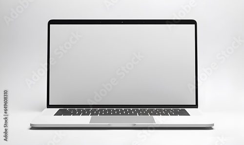 laptop with white background and plain screen, AI generative photo