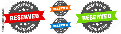 reserved sign. round ribbon label set. Seal