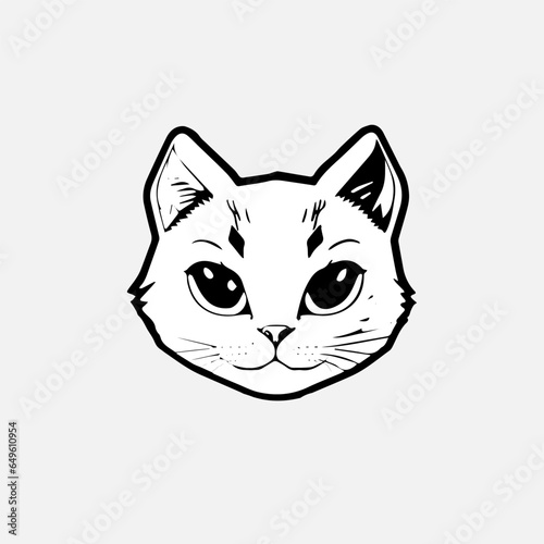 This design asset features a sticker depicting a cute cat with large, expressive eyes.
