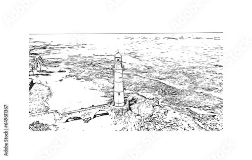 Building view with landmark of  Salvador is the municipality in Brazil. Hand drawn sketch illustration in ve