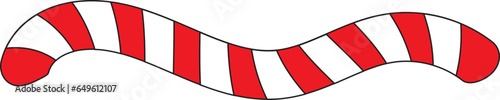 Christmas candy cane lined Strokes. Red and white cartoon style striped. X-mas lines for Christmas digital decoration. Vector illustration isolated on white background.