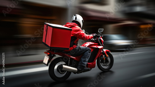 Wallpaper Mural Delivery man on a scooter speeding through the city Torontodigital.ca