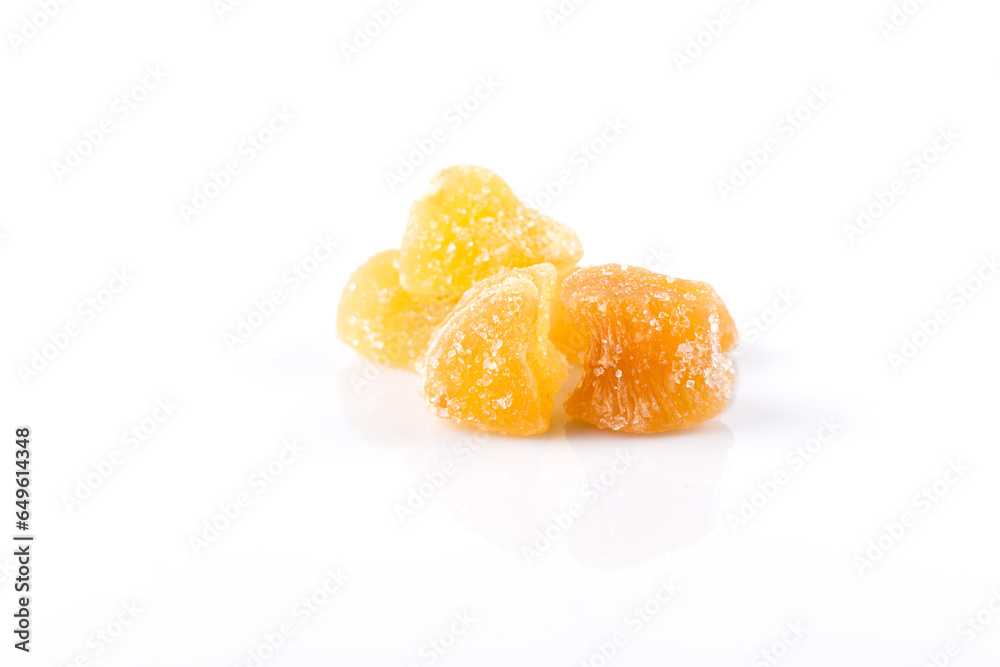 heap of sweat Candied ginger isolated on white heap of sweat Candied ginger isolated on white
