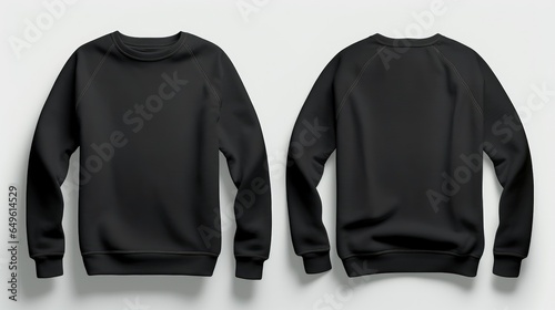 Front view and back view of black sweatshirt on white background, set of black sweatshirts, black sweatshirt, sweatshirt mockup, black sweatshirt mockup, graphic design sweatshirt template, man, woman