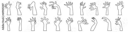 Zombie hand icon vector set. Hand illustration sign collection. Halloween symbol.