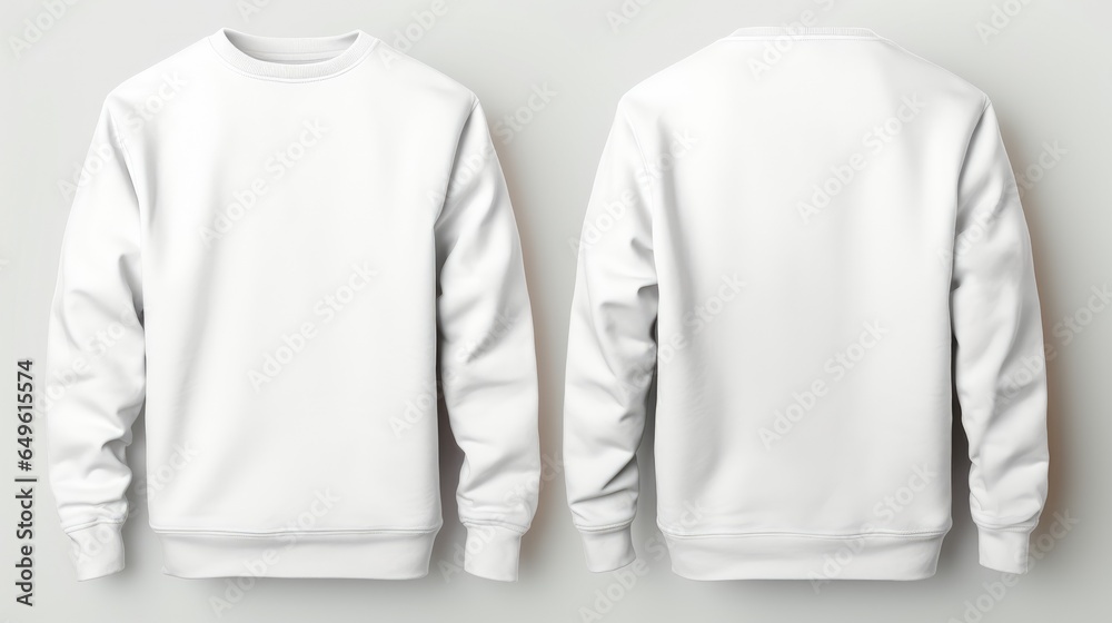 Front view and back view of white sweatshirt on white background, set of white sweatshirts, white sweatshirt, sweatshirt mockup, white sweatshirt mockup, graphic design sweatshirt template, man, woman Front view and back view of white sweatshirt on white background, set of white sweatshirts, white sweatshirt, sweatshirt mockup, white sweatshirt mockup, graphic design sweatshirt template, man, woman