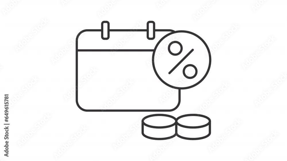Investment earning line animation. Calendar and percentage sign ...