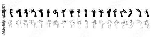 Zombie hand icon vector set. Hand illustration sign collection. Halloween symbol.