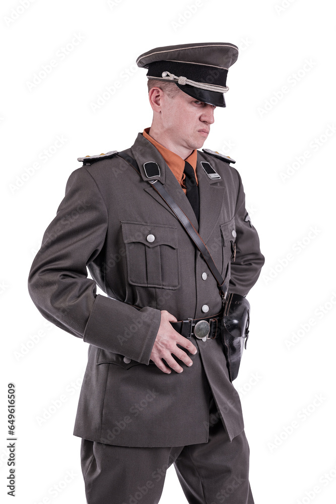 Male actor reenactor in historical uniform as an officer of the German Army during World War II Male actor reenactor in historical uniform as an officer of the German Army during World War II