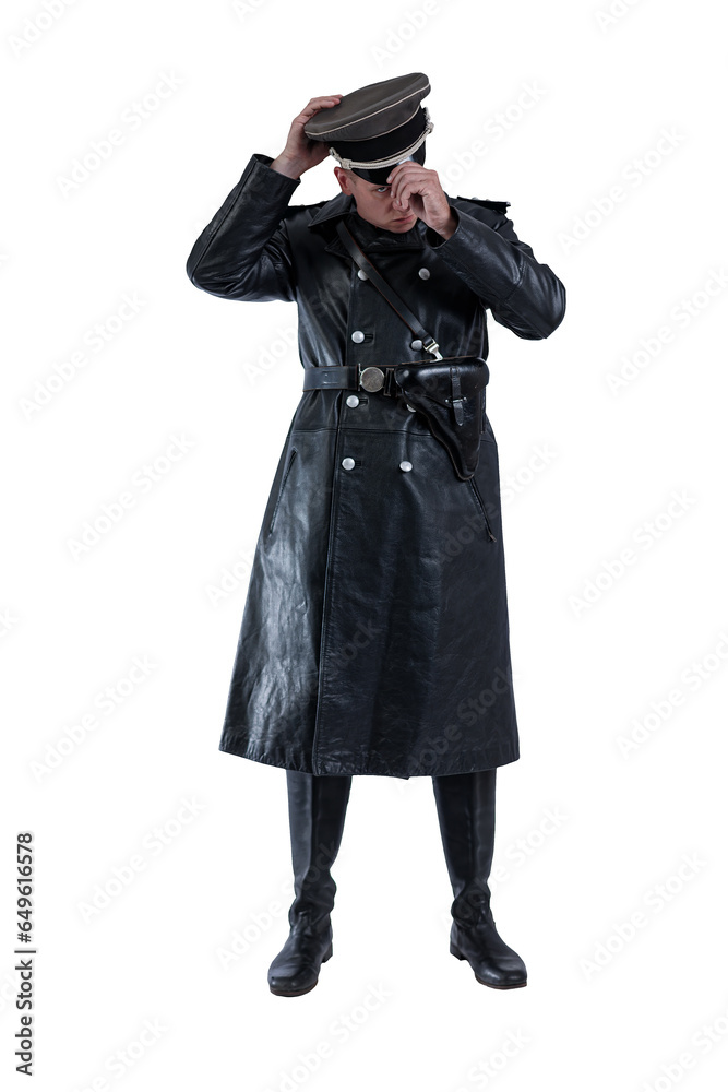Male actor reenactor in historical uniform as an officer of the German Army during World War II Male actor reenactor in historical uniform as an officer of the German Army during World War II