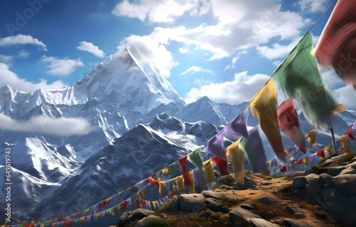 Himalaya Gebetsfahnen in der Berglandschaft