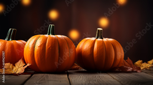 laot of pumpkins isolated on brown dark wood