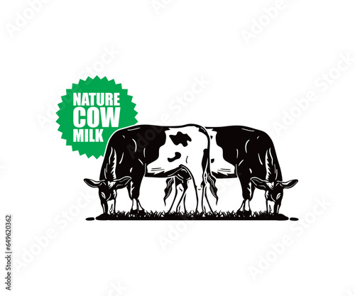 NATURAL COW MILK LOGO  silhouette of great holstein cow milk vector illustrations