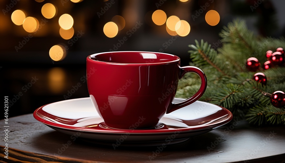cup of coffee with christmas decorations cup of coffee with christmas decorations