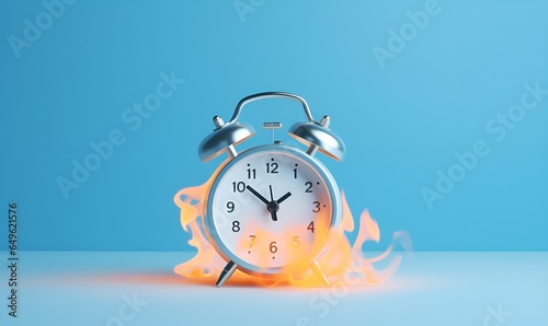 alarm clock burning fire concept waste of time, ai generative photo