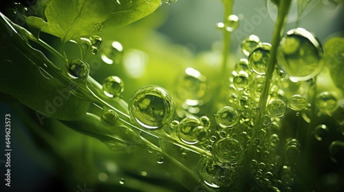 Green algae Chlorophyta. Abstract close-ups, selective focus, and creative lighting photo