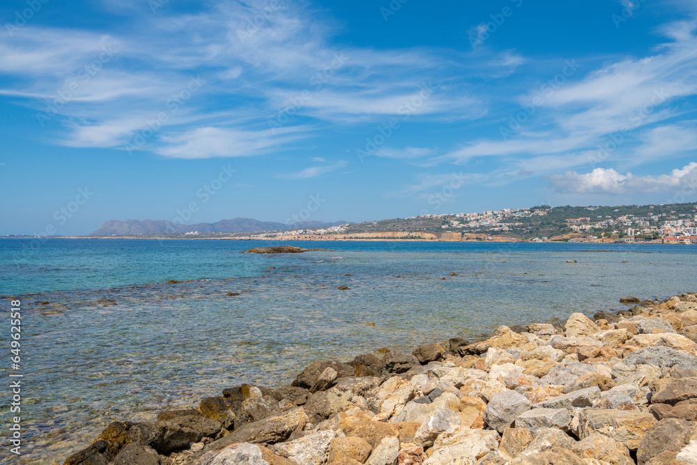 View to the shore of Chania, Akrotiri peninsula and Aegean Sea, Crete View to the shore of Chania, Akrotiri peninsula and Aegean Sea, Crete