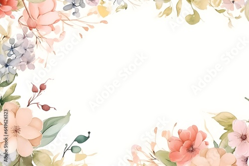 frame of flowers, Watercolor floral frame, hand painted on a white background, vector illustration