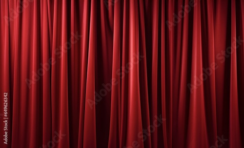 Red curtain background. Realistic 3d vector illustration. Stage drapes.