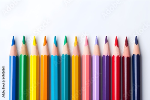 Colorful pencils on white background, closeup. School supplies