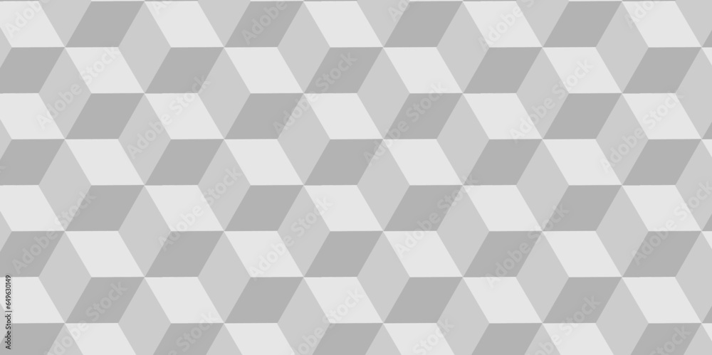 Seamless geometric hexagon cube pattern background. abstract cubes geometric white and gray color hexagon technology background. digital cube honeycomb Front view of white texture for background.