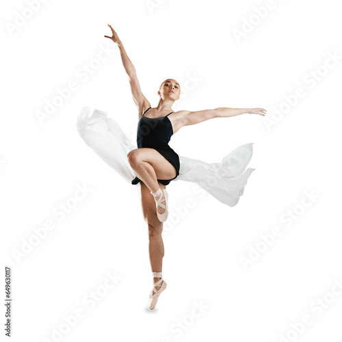 Fotografia Creativity, ballet and woman doing classical dance for concert, performance or theater training