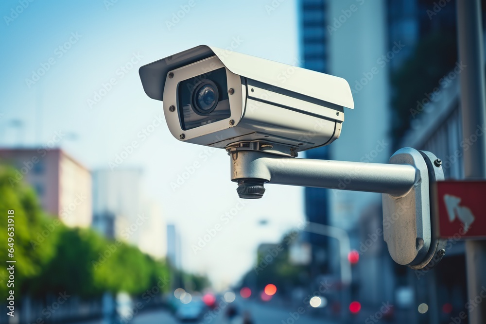 CCTV Camera on the road with Blurred traffic on the road CCTV Camera on the road with Blurred traffic on the road