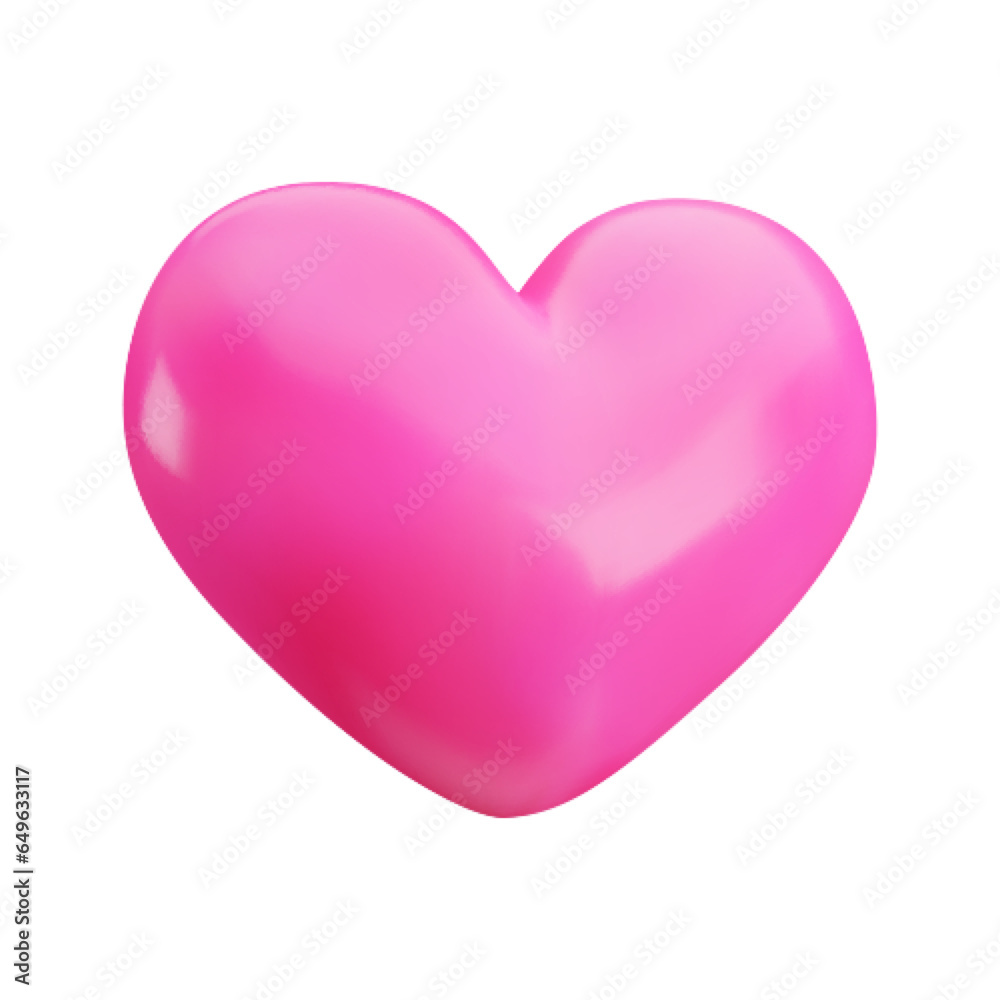 Vector 3d pink heart icon. Cute realistic rose heart shape isolated on white background. Minimal 3d render heart illustration for Valentines day, Mothers Day, birthday, wedding decoration