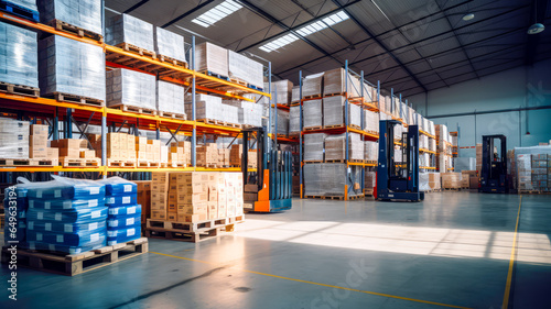 Logistik in einem Lagerhaus. Generiert mit KI