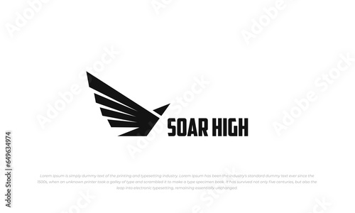 flying birds soar high with spread wings  logo pictogram style