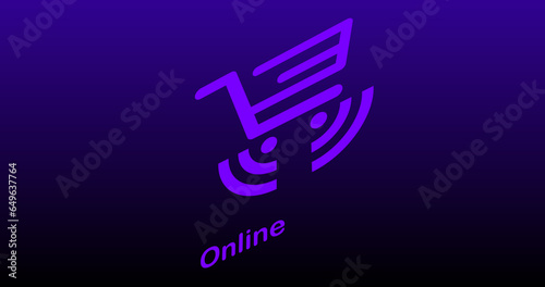 3D online shopping logo and text in abstract illustration high-resolution. 3D logo with text-moving animation in high quality. Online shopping abstract illustration.
