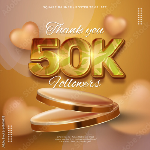 Vector celebration luxury banner 50k followers for instagram posts design