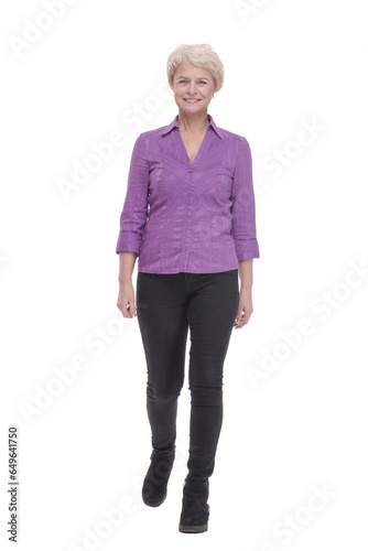 in full growth. attractive mature woman in casual clothing.