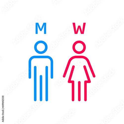 Toilet Indicating Sign. Vector Men and Women WC directional sign