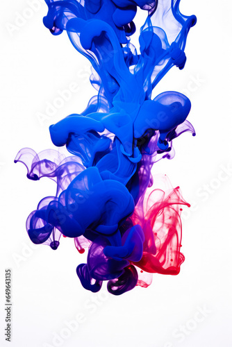 Ink splash creating an artistic pattern in water isolated on a white background 