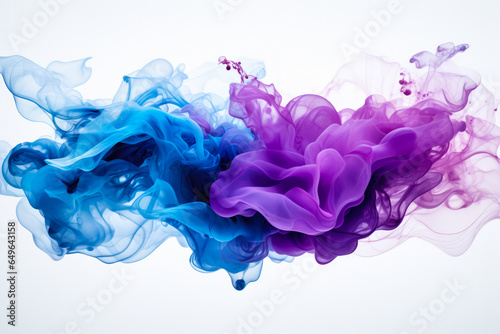 Ink splash creating an artistic pattern in water isolated on a white background 