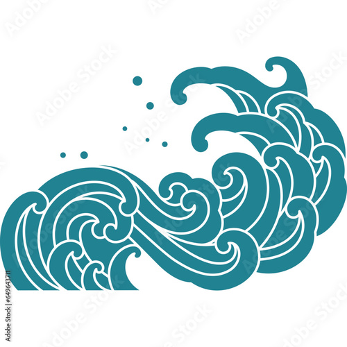 oriental sea wave silhouette shape design 