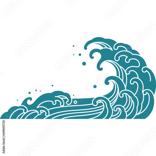 japan ocean wave silhouette shape design 