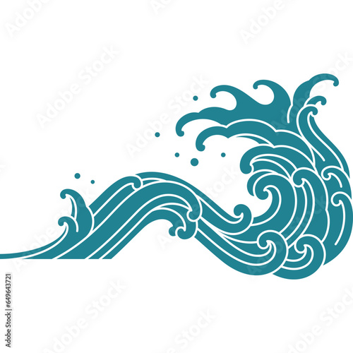 oriental sea wave silhouette shape design 