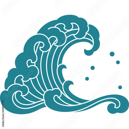 oriental sea wave silhouette shape design 