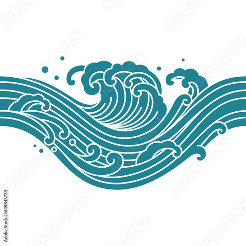 japan ocean wave silhouette shape design 