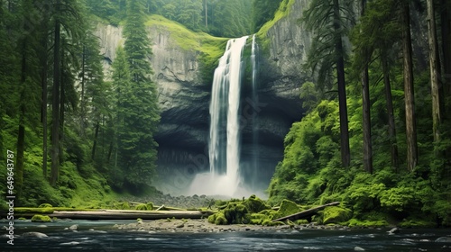 photo of a cascading waterfall in a wilderness.