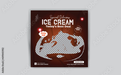 Delicious ice cream social media post design template