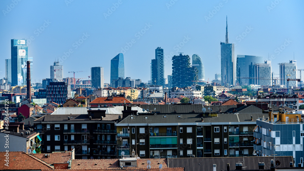 Fototapeta premium Milano, skyline dei grattacieli Porta Nuova e Citylife,