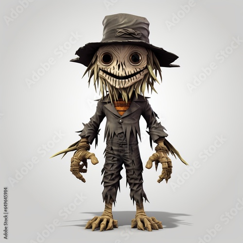 halloween scarecrow isolated white background photo