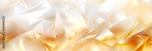 Shades in gold, white and pale silver. Irregular triangles, shapes, polymorphs. Abstract card, banner. Festive, luxury background.