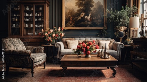 a beautifully decorated living room with antique furniture and famous paintings